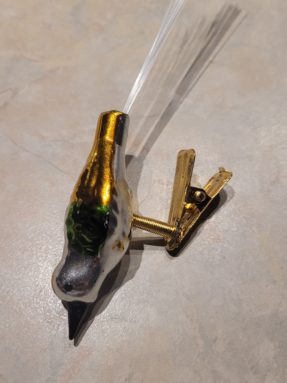 Kurt Adler Hummungbird Glass Clip Ornament in Red and Gold